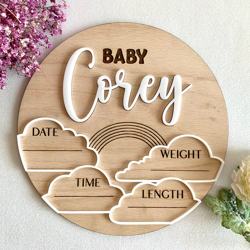Photography Prompt - Nome do bebê Anúncio Sinal, Personalizado